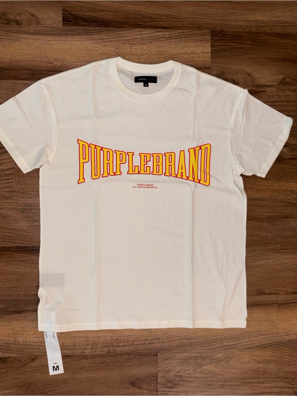 Purple brand White Short-Sleeve Logo Tee with Yellow & Red Arch